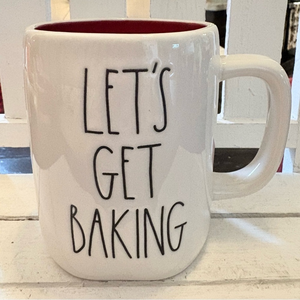 Rae Dunn White and Red Let's Get Baking Mug